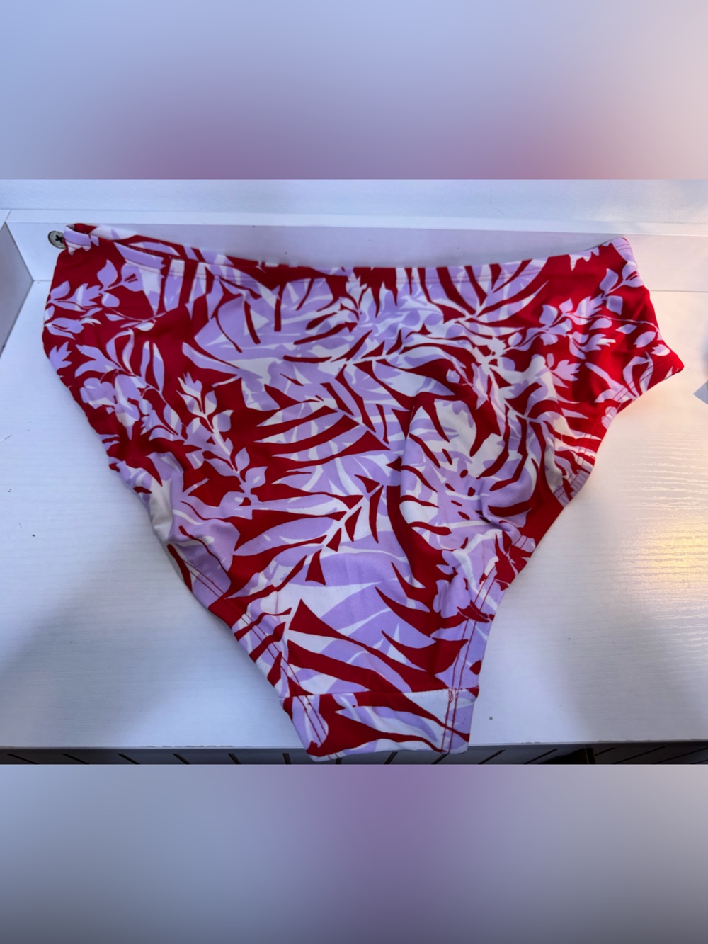 Kona Sol Red & Lavender Tropical Bikini Top - Picture 6 of 7